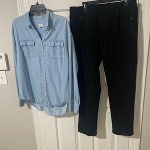 Light Blue xl a new day  Denim Shirt and Black jeans slim sation sz14  Set